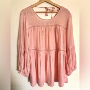 Cato Soft Pink Blouse with Lace Detail